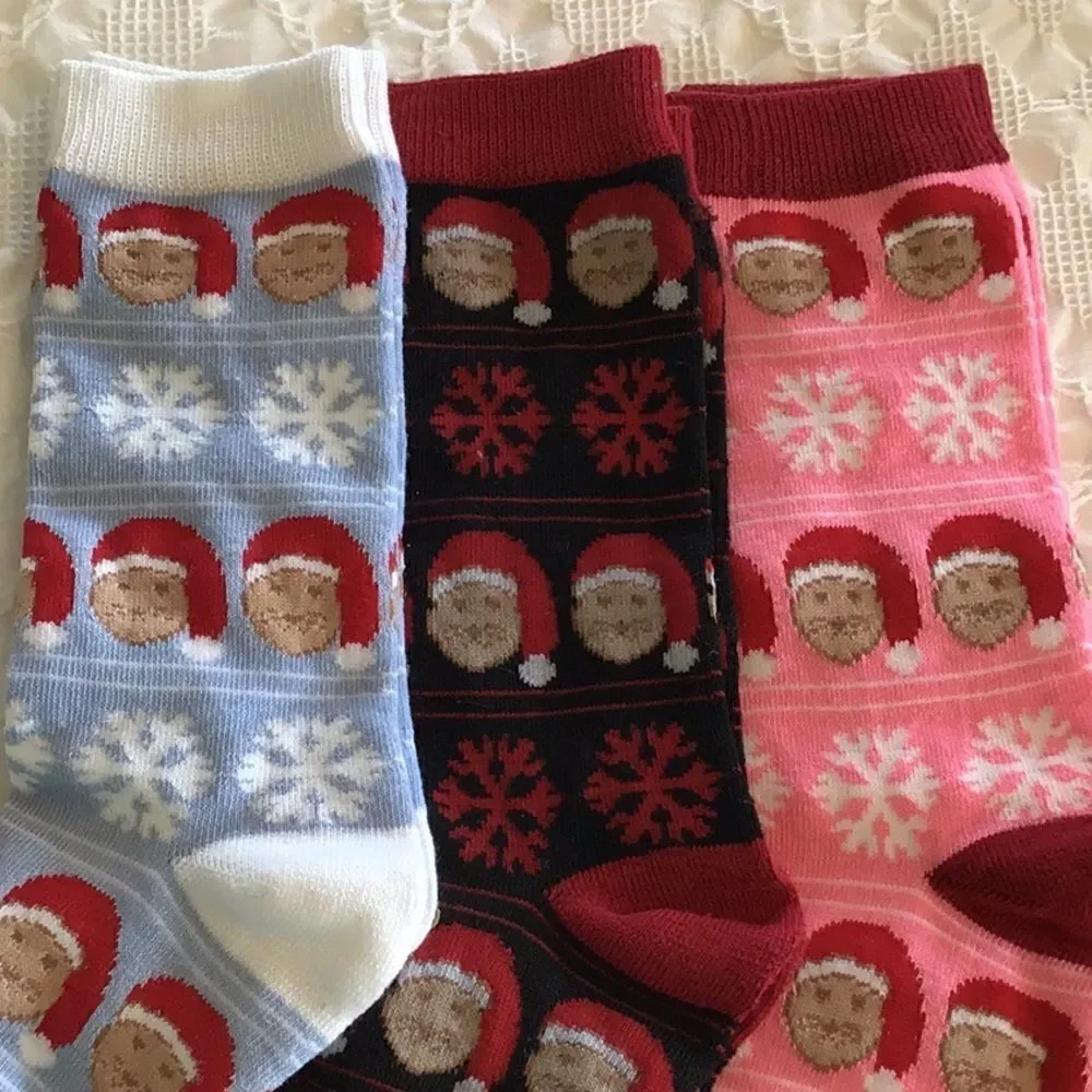 Bundle of Christmas Cats Socks in red/Pink, Black/Red and Blue/White NEW